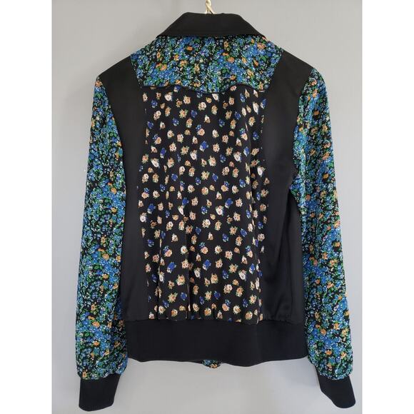 NEW Coach Framed Varsity Jacket Floral Multi Full Zip Black 100% Silk XS - Picture 10 of 11